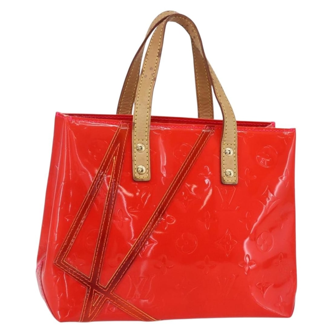 LOUIS VUITTON Monogram Vernis Fluo Reade PM Handbag Pink Orange M91903 Auth (1 of 18)