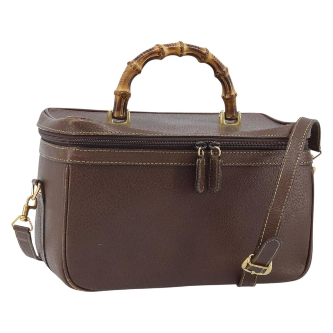 Brown Leather Bamboo Top Handle Bag with Strap GUCCI 013 122 2491: Brown Leather Bamboo Top Handle Bag with Strap GUCCI 013 122 2491 This GUCCI Bamboo handbag is crafted from brown leather and offers a versatile 2-way design for hand or shoulder carrying. The bag fea