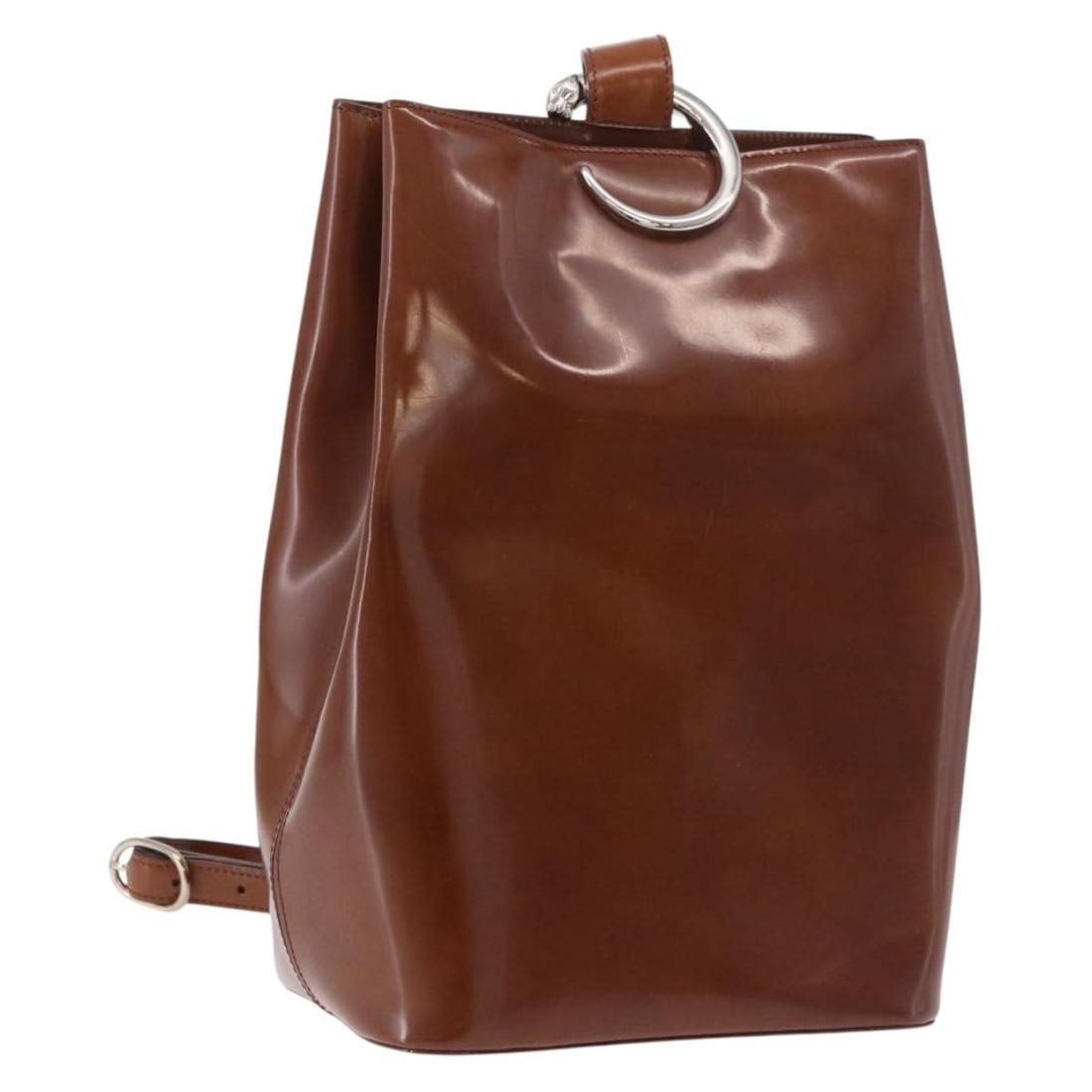 Cartier Panthere patent leather shoulder bag brown silver with dust bag (1 of 18)