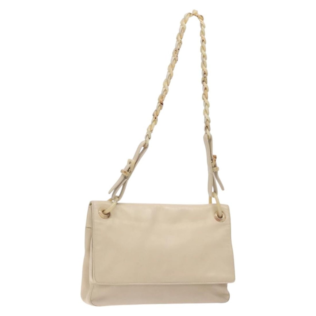 PRADA Beige Leather Womens Shoulder Bag Made in Italy: PRADA Beige Leather Womens Shoulder Bag Made in Italy Authentic Prada shoulder bag in beige leather with a classic streamlined silhouette. Made in Italy, this women's bag is offered without the origin
