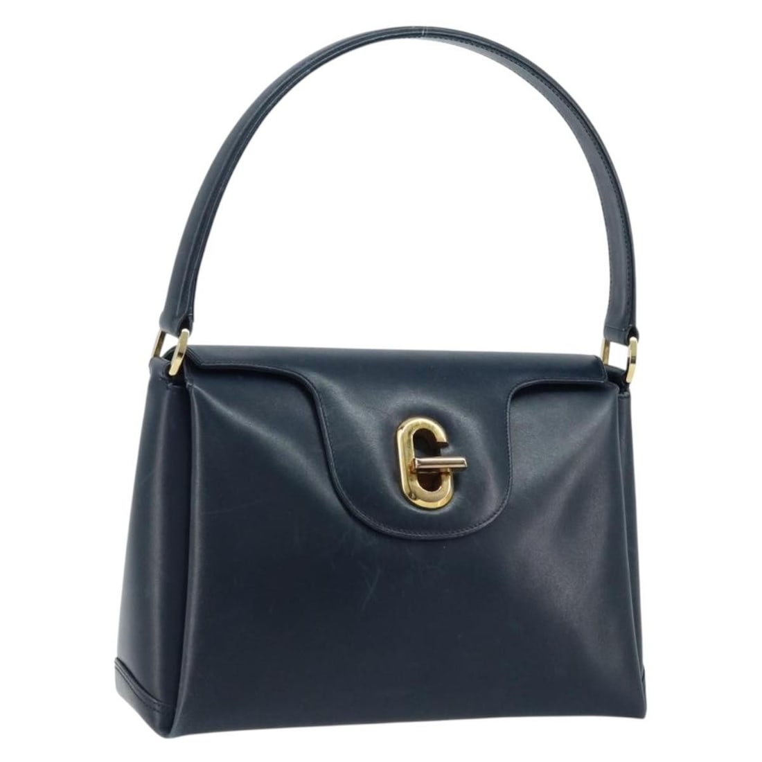 Gucci 000 406 1080 Navy Leather Handbag Gold Tone: Gucci 000 406 1080 Navy Leather Handbag Gold Tone Gucci women's leather handbag in navy with gold-tone accents, made in Italy. This authentic pre-owned bag has a structured compact silhouette and is o
