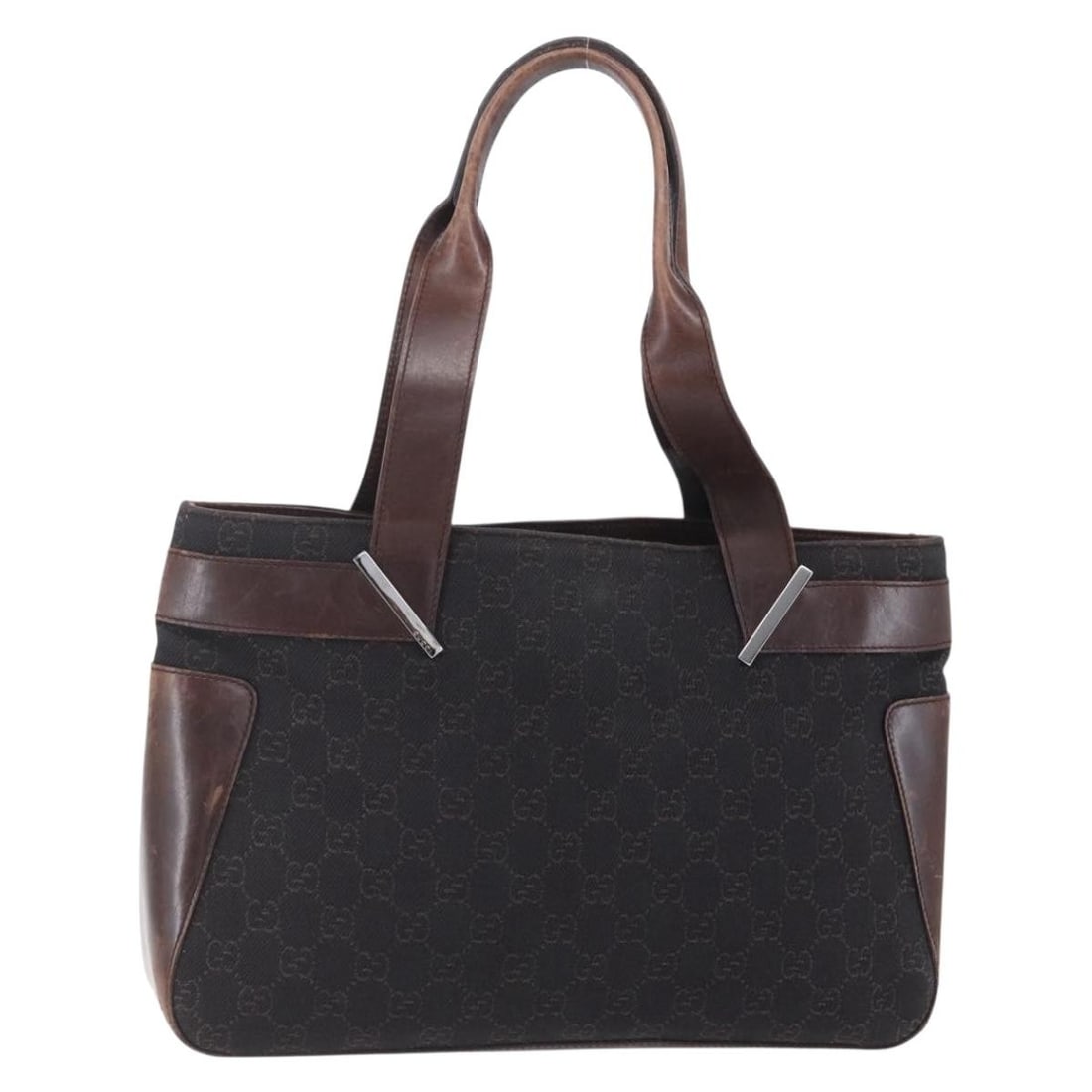 GUCCI GG Canvas Hand Bag Dark Brown Gold 73983 Authentic (1 of 18)