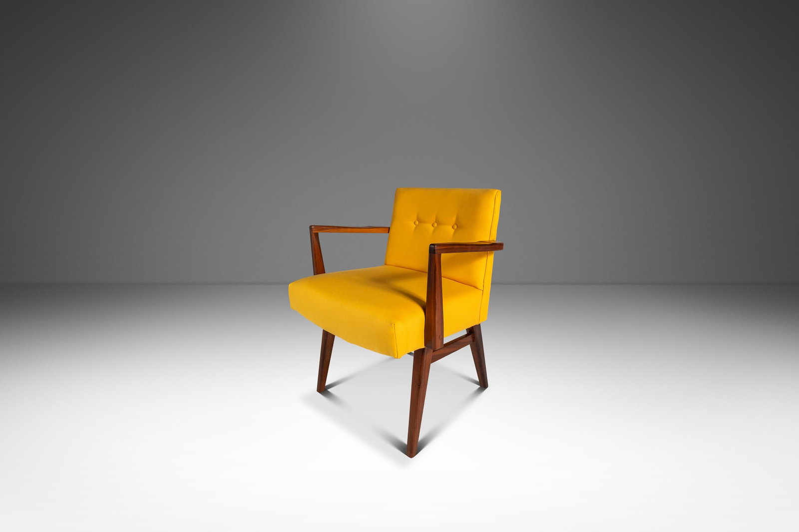 Jens Risom C-108 Walnut Armchair Canary Yellow Fabric 1950s (1 of 18)