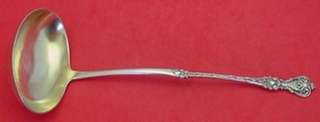 Whiting King Edward Sterling Silver Bouillon Ladle Gold Wash 9 Inch: Whiting King Edward Sterling Silver Bouillon Ladle Gold Wash 9 Inch This exquisite bouillon ladle is crafted from sterling silver by Whiting, showcasing the elegant King Edward pattern. The ladle feat