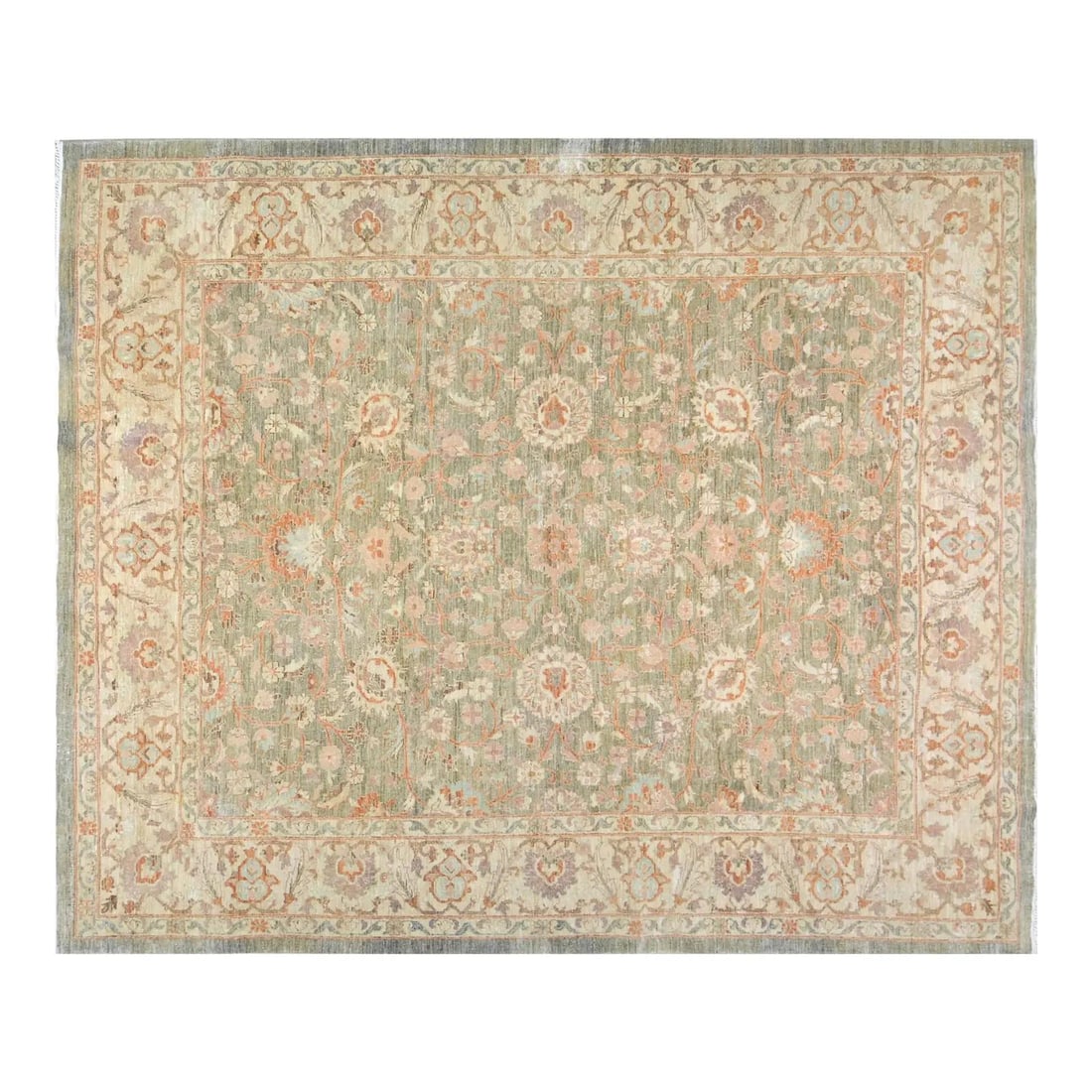 Turkish Anatolian Wool Area Rug Hand Knotted 8'2 x 9'8 Peach: Turkish Anatolian Wool Area Rug Hand Knotted 8'2 x 9'8 Peach This vintage Turkish Anatolian rug is hand-knotted from wool using traditional techniques, combining timeless craftsmanship with a contempo