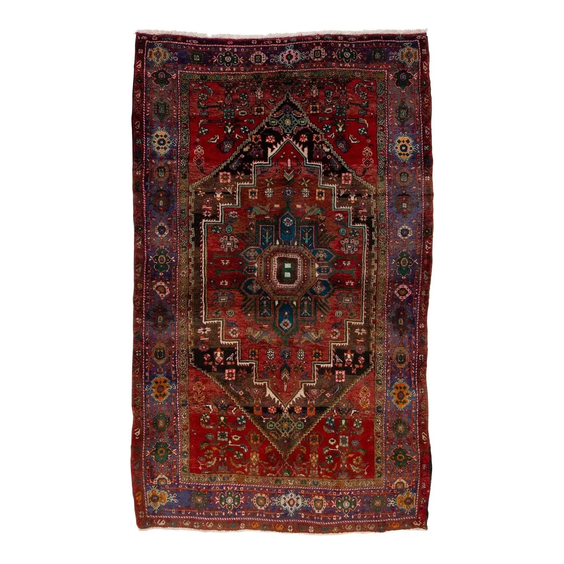 Vintage Persian Bidjar Handmade Wool Rug Red Medallion Design 4'2 x 7': Vintage Persian Bidjar Handmade Wool Rug Red Medallion Design 4'2 x 7' Enhance your living space with this exquisite vintage Persian Bidjar handmade wool rug. Showcasing a rich red field adorned with 