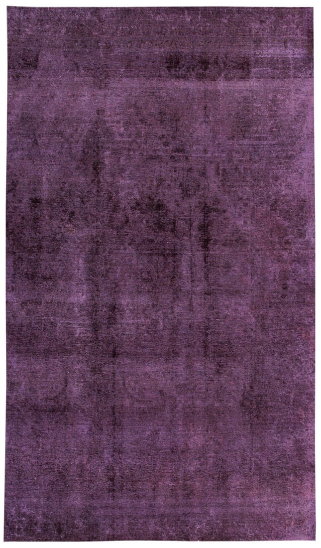 Vintage Hand-Knotted Wool Overdye Rug 6'9" x 12'0" Purple: Vintage Hand-Knotted Wool Overdye Rug 6'9" x 12'0" Purple Enhance your living space with this exquisite vintage hand-knotted Overdye rug, featuring a captivating allover design. Crafted from luxurious
