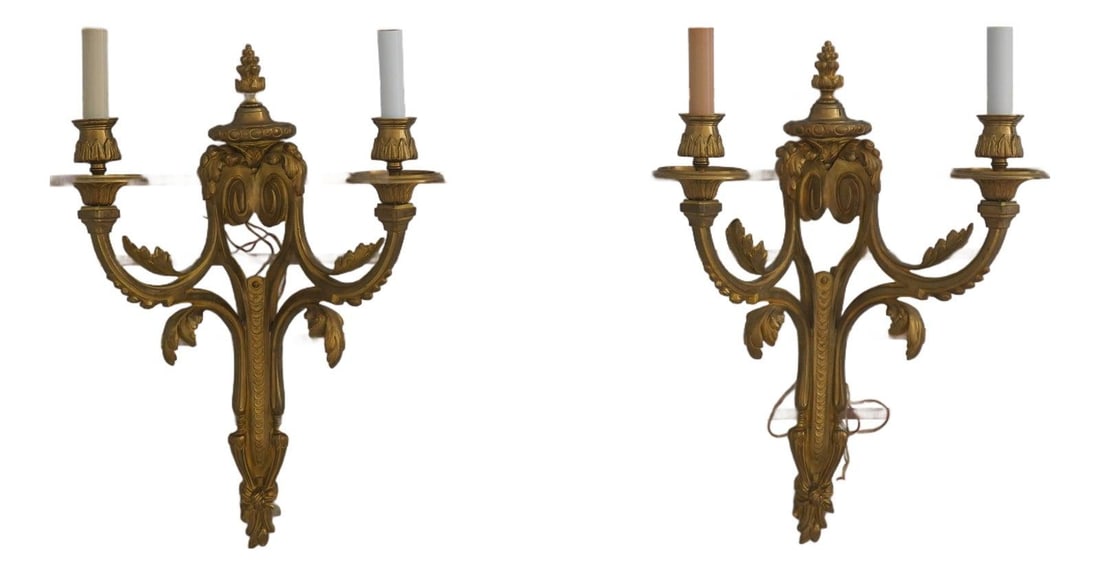 Pair of French Louis XV Bronze Lighted Wall Sconces (1 of 9)