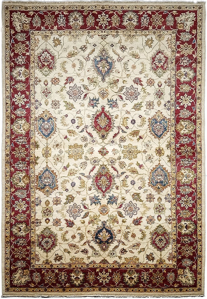 5.5 x 8.2 Vegetable Dyed Chobi Handmade Wool Rug from India: 5.5 x 8.2 Vegetable Dyed Chobi Handmade Wool Rug from India Free continental US Shipping Introducing the exquisite 5.5 x 8.2 Vegetable Dyed Chobi Handmade Rug, a masterpiece that embodies traditional 