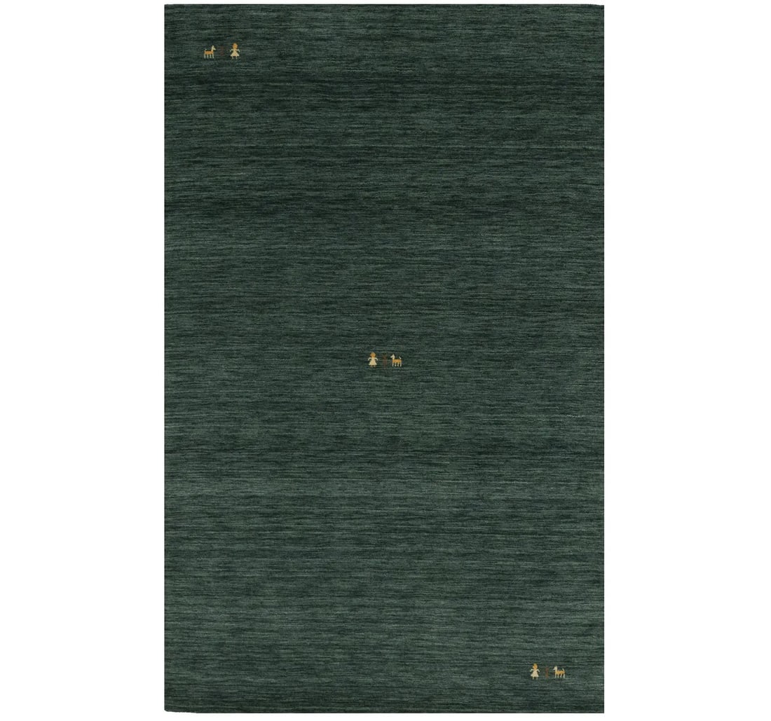 Hand-Loomed Dark Green Plush Gabbeh Modern Rug 5'2 x 7'11 for Entryway: Hand-Loomed Dark Green Plush Gabbeh Modern Rug 5'2 x 7'11 for Entryway Enhance your living space with this stunning plush Gabbeh modern rug, perfect for foyers and entryways. Crafted in India, this ha