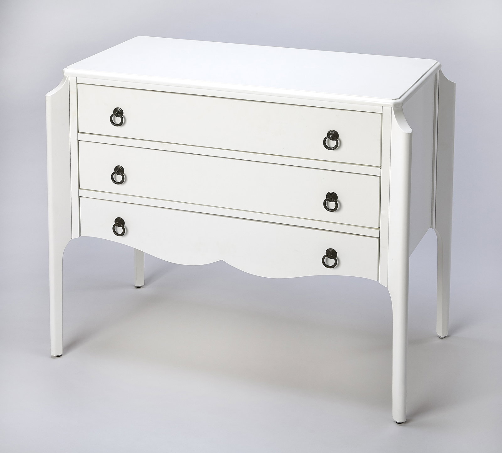 Butler Glossy White Accent Chest with Ring Pulls 30H 34W 18D (1 of 8)