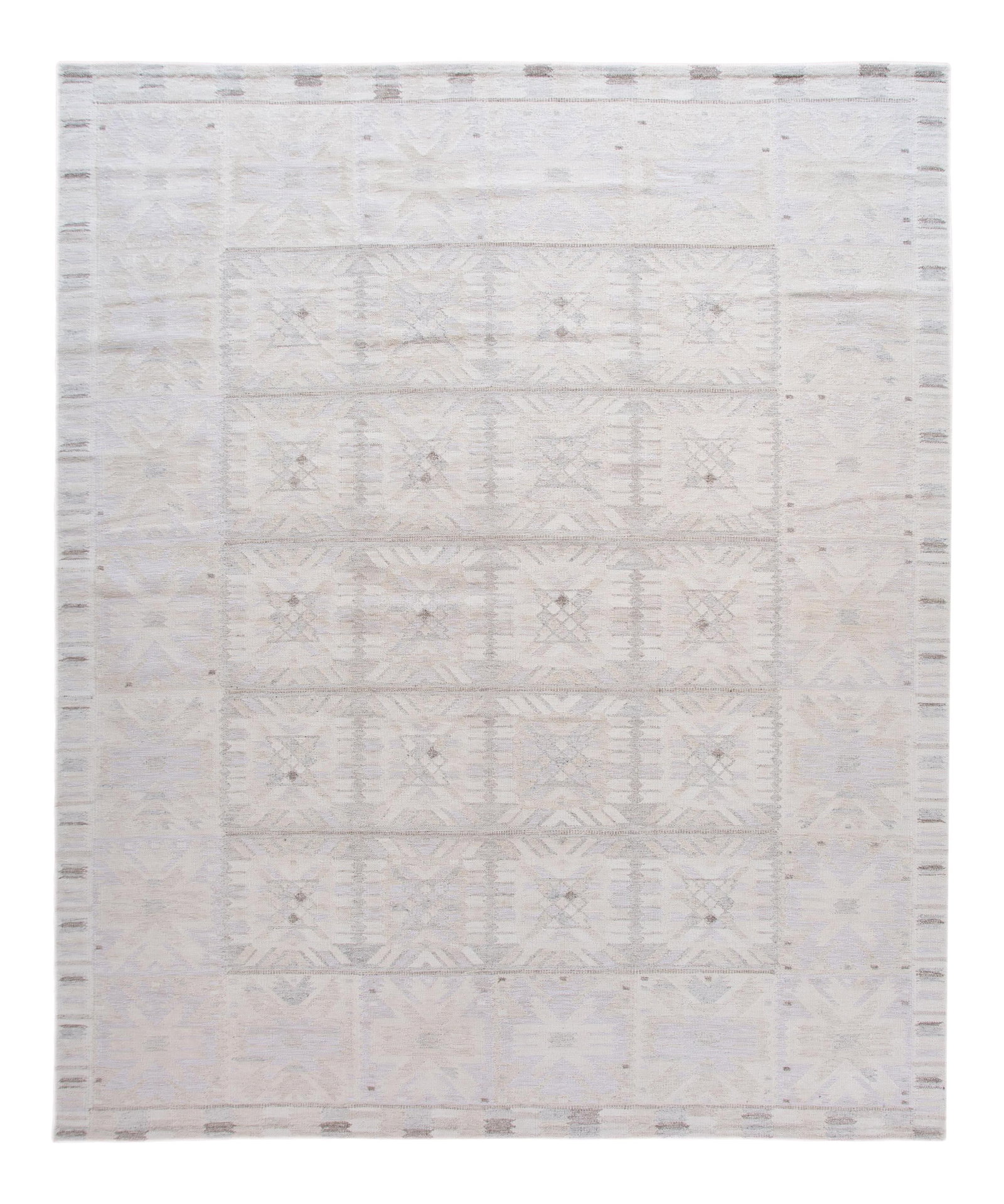 Oversized Ivory Handmade Wool Rug Swedish Style Geometric Design (1 of 10)