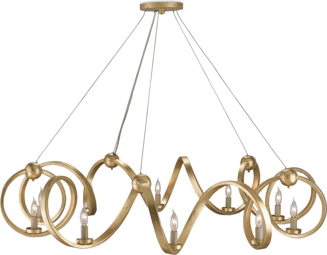 Currey Ringmaster Adjustable Gold Chandelier 10-Light Wrought Iron (1 of 2)
