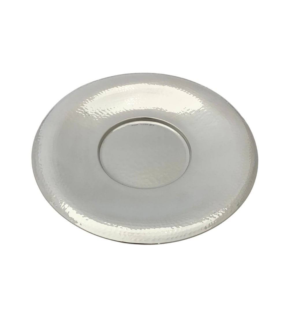 Italian 925 Sterling Silver Hammered Round Tray 9.25 Inch (1 of 2)
