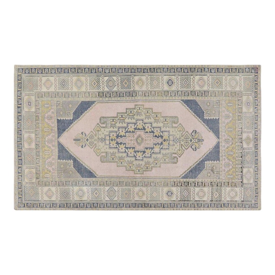 Anatolian Wool Area Rug Hand Knotted 4'5'' x 7'7'' Vintage Turkish: Anatolian Wool Area Rug Hand Knotted 4'5'' x 7'7'' Vintage Turkish This vintage Turkish Anatolian wool rug is hand-knotted using traditional techniques, blending classic craftsmanship with a modern de