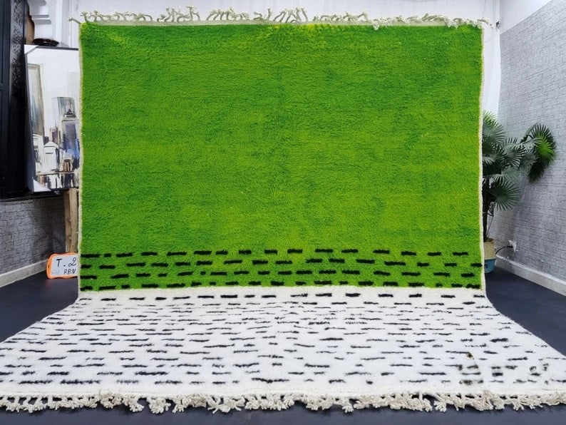 Authentic Handmade Wool Rug from Morocco 100% Sheep Wool: Authentic Handmade Wool Rug from Morocco 100% Sheep Wool Discover the beauty of this Elegant Handmade Wool Rug, authentically crafted by skilled Berber women weavers in the Atlas Mountains of Morocco.