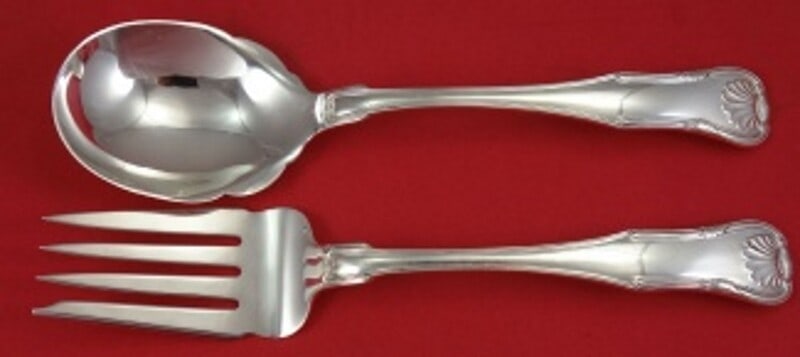 Kirk King Sterling Silver 2-Piece Salad Serving Set 9 Inch: Kirk King Sterling Silver 2-Piece Salad Serving Set 9 Inch Enhance your dining experience with this exquisite 2-piece salad serving set from the esteemed maker Kirk. Crafted from all-sterling silver, 