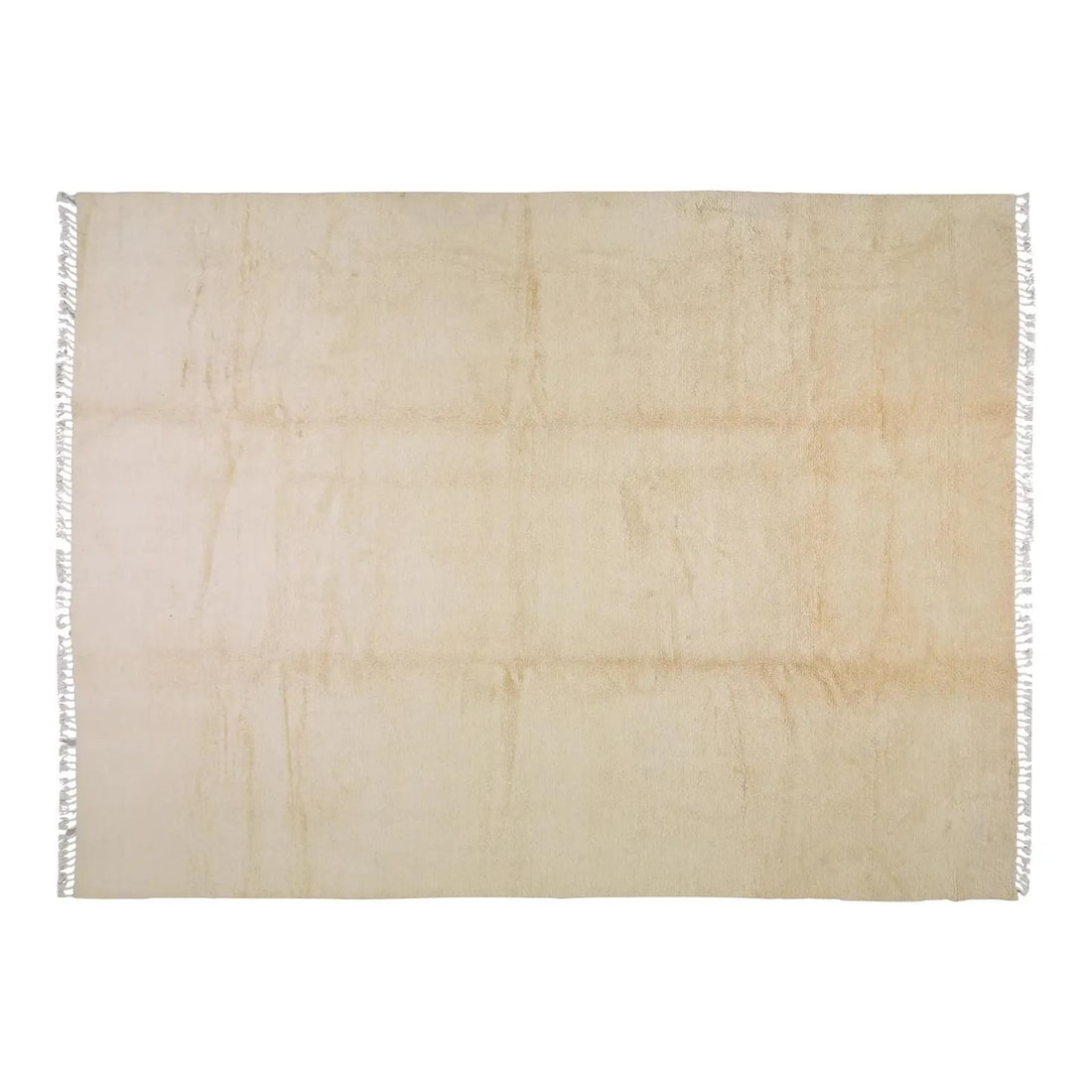 10x13'4 Wool Rug Moroccan Beni Ourain Hand Knotted Vintage 1960s: 10x13'4 Wool Rug Moroccan Beni Ourain Hand Knotted Vintage 1960s This 1960s Moroccan Beni Ourain rug features a hand-knotted wool construction with a soft texture and fine weave. The rug presents a co