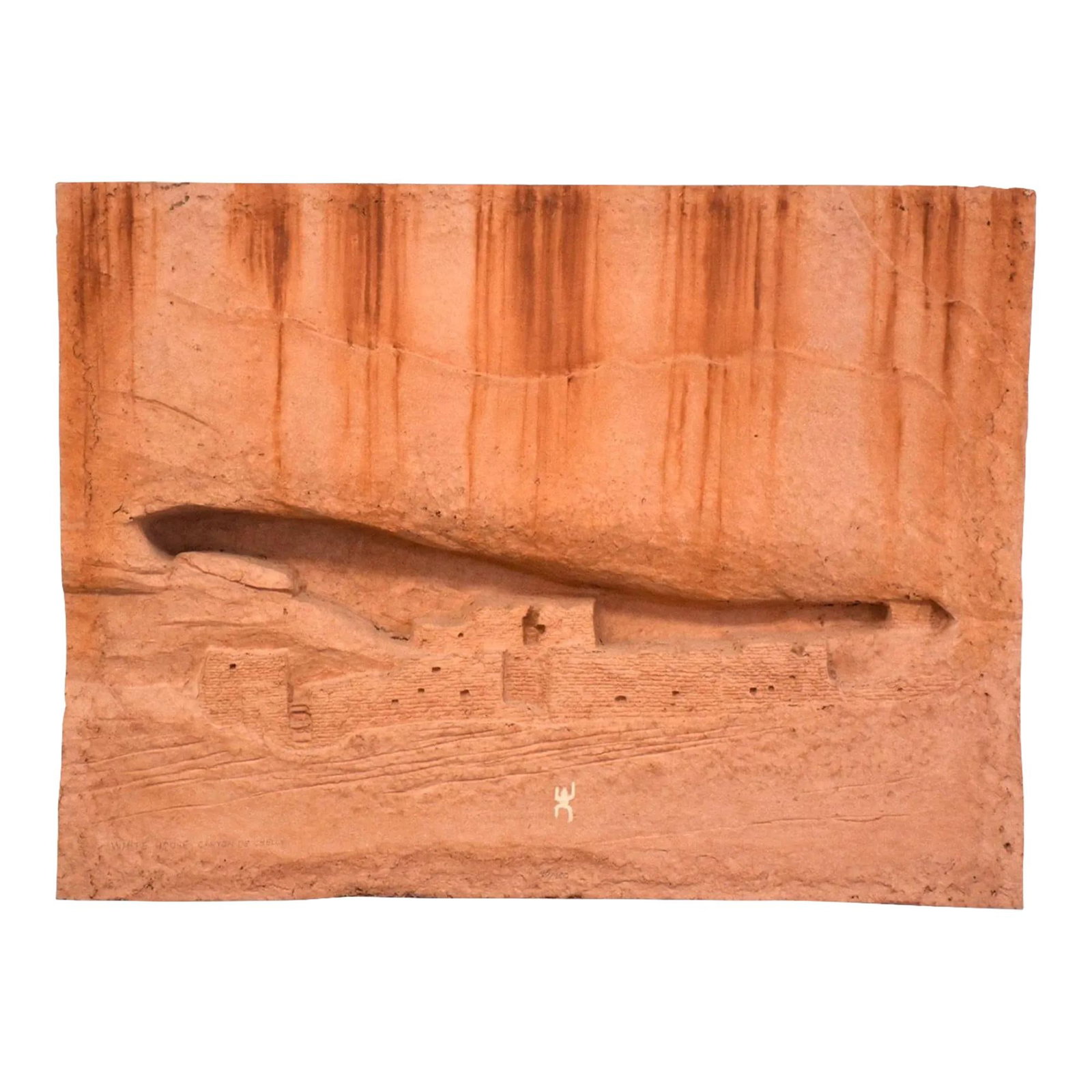 Signed Mahogany White House Canyon de Chelly by Carl Bandy: Signed Mahogany White House Canyon de Chelly by Carl Bandy This exquisite artwork is a paper molded product featuring a hand-carved mahogany rendition of the White House in Canyon de Chelly, created b