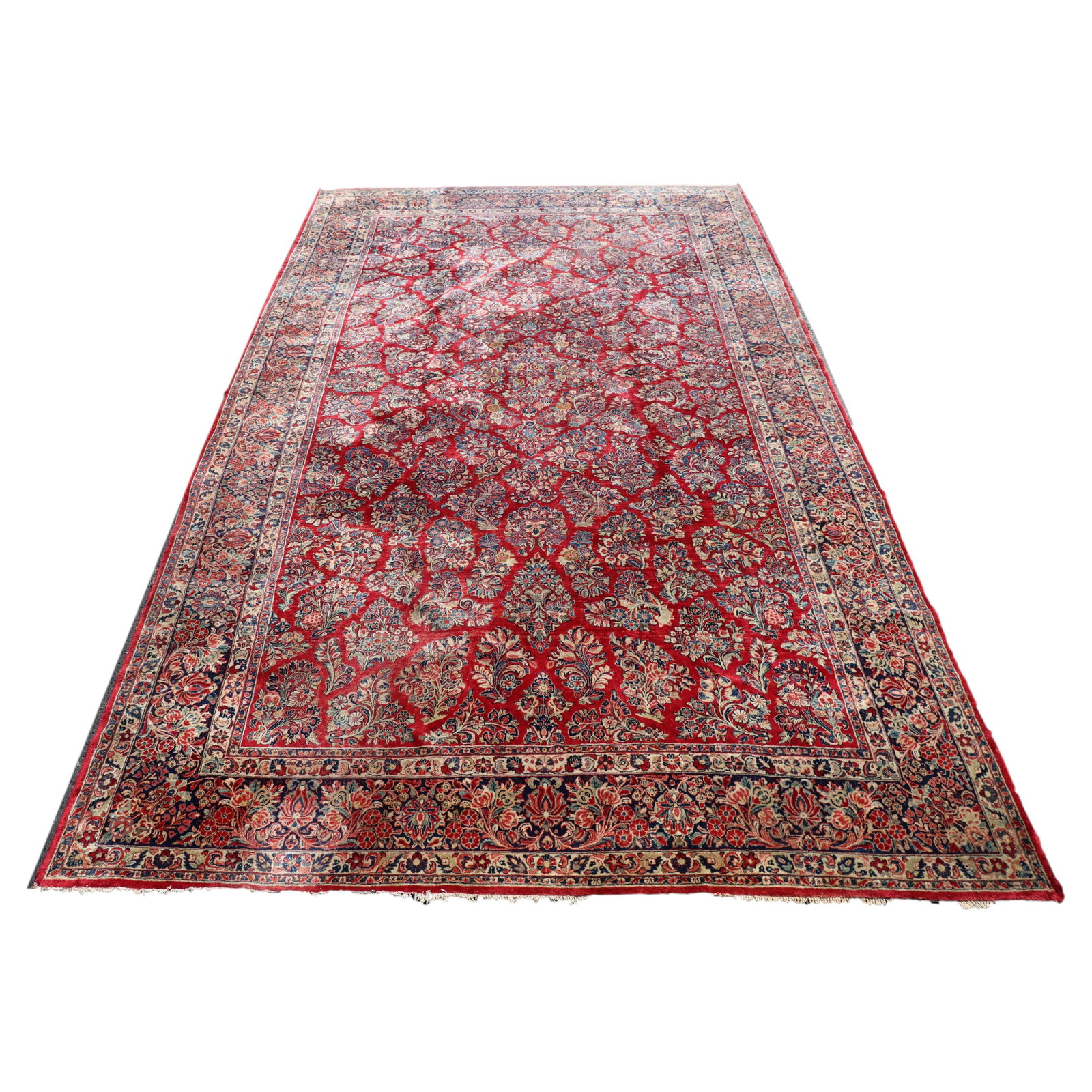 c1930 Sarouk Persian wool palace carpet 123 x 220: c1930 Sarouk Persian wool palace carpet 123 x 220 This is an antique Sarouk Persian Oriental palace-sized carpet from around 1930. Crafted from wool, it features an expansive size suitable for large s