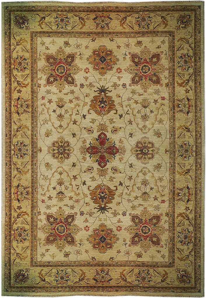 Ivory Vegetable Dyed Wool Chobi Rug 6'7 x 10 Handmade (1 of 7)