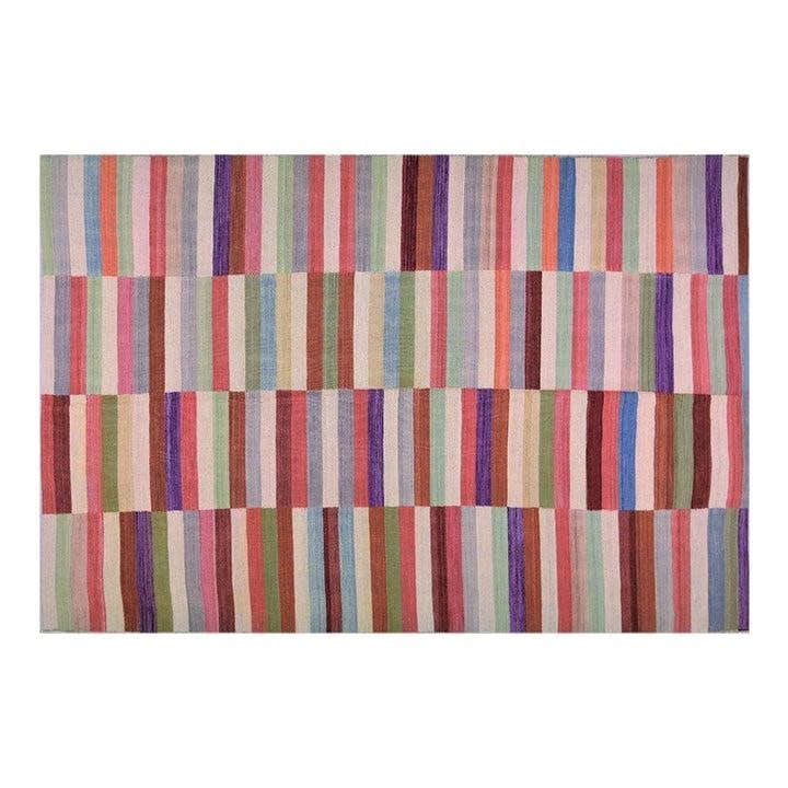 6'4" x 9'5" Wool Turkish Contemporary Flatweave Rug in Red: 6'4" x 9'5" Wool Turkish Contemporary Flatweave Rug in Red This Turkish flatweave rug features a contemporary style with a soft texture. Crafted from wool, it showcases a rich red color and is in pre-