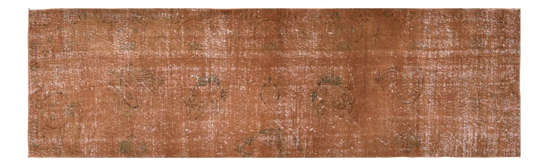 Fine Weave Anatolian Wool Runner Rug Overdyed 3'x10'8": Fine Weave Anatolian Wool Runner Rug Overdyed 3'x10'8" This vintage Turkish Anatolian runner rug features an overdyed design with natural colors and a fine hand-knotted weave. Crafted from organic woo