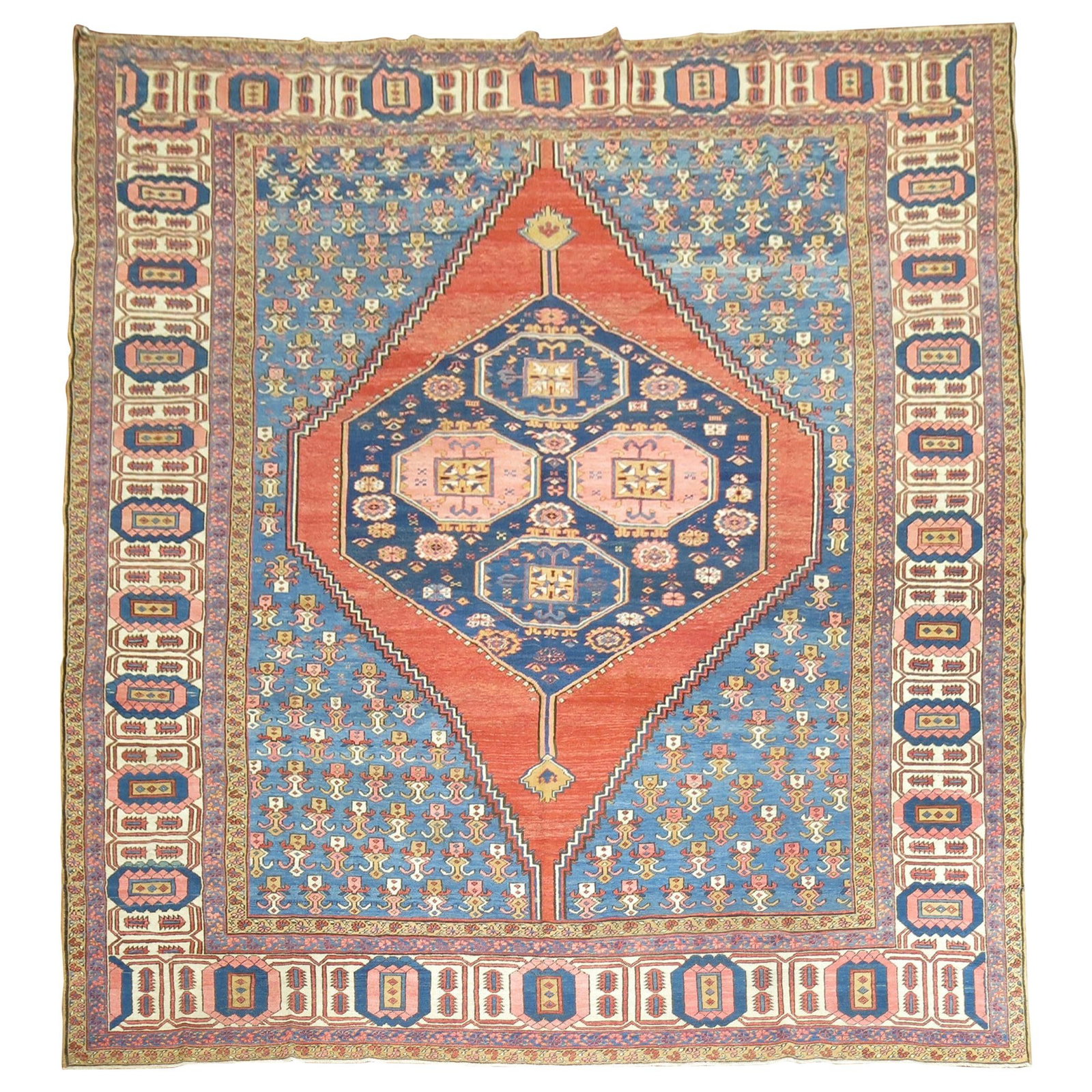 11'3'' x 14'1'' Antique Bakshaish Wool Rug French Blue Field: 11'3'' x 14'1'' Antique Bakshaish Wool Rug French Blue Field Large antique Bakshaish rug with a tribal style and hand-woven wool construction. It is described as a 19th century piece from Armenia, wit