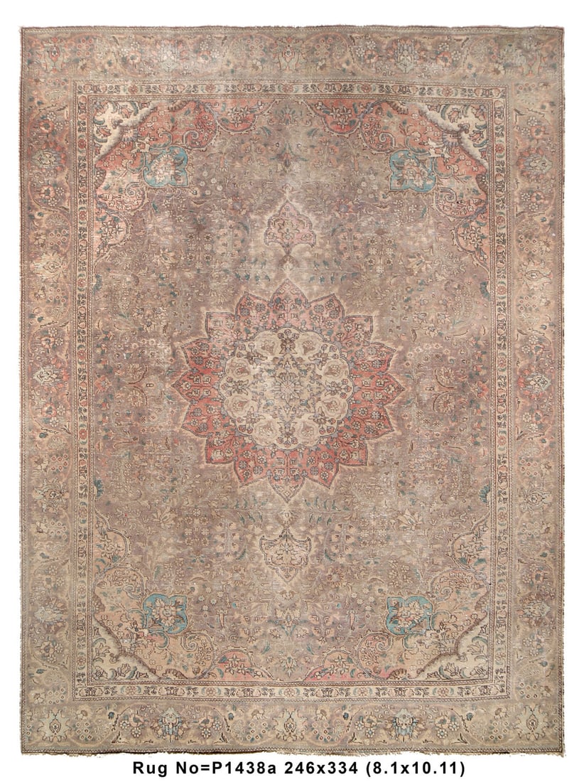 Handmade 8.1 x 10.12 Persian Vintage Tabriz Rug Wool (1 of 8)