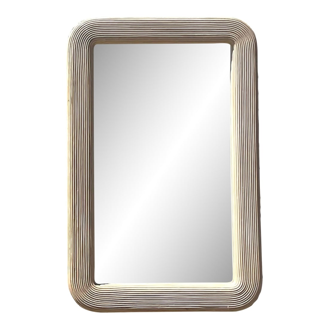 Vintage Coastal Washed Pencil Reed Mirror 25.5 x 40.25 Eggshell Finish: Vintage Coastal Washed Pencil Reed Mirror 25.5 x 40.25 Eggshell Finish Enhance your home decor with the Vintage Coastal Washed Pencil Reed Mirror. This exquisite piece combines coastal charm with Amer