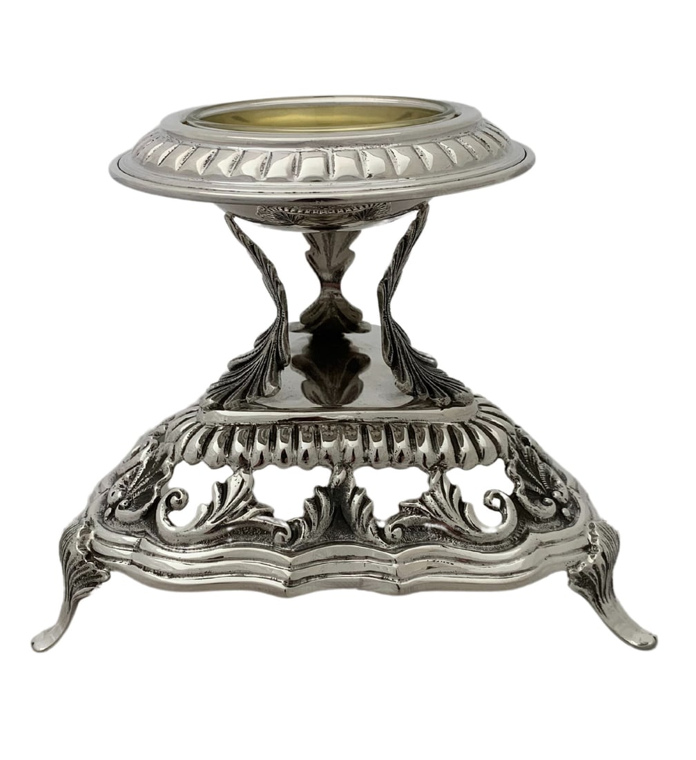 Handmade 925 Sterling Silver Ornate Triangular Salt Holder (1 of 4)