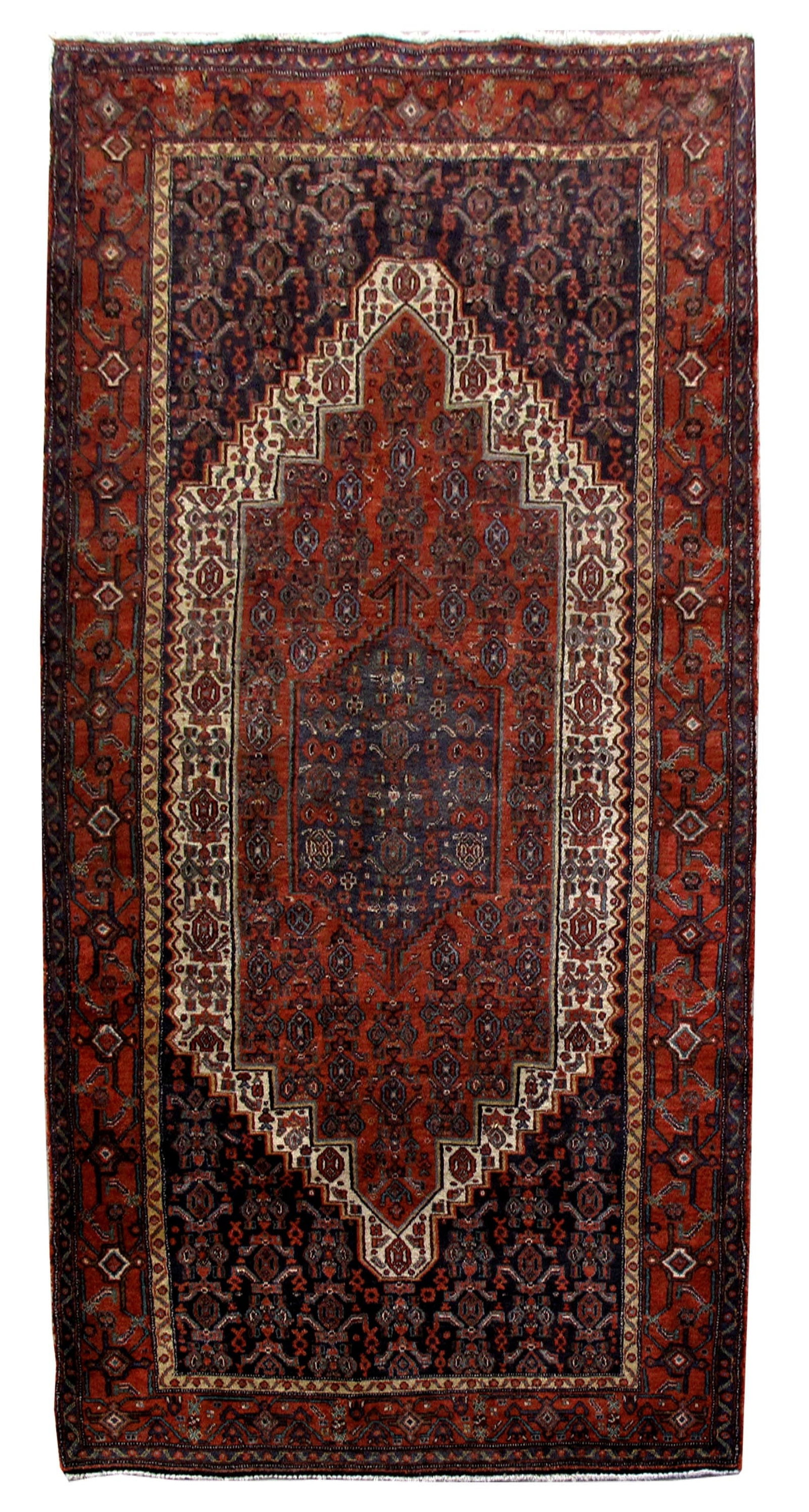 Handcrafted 4'3" x 10' Red Persian Hamadan Area Rug (1 of 6)