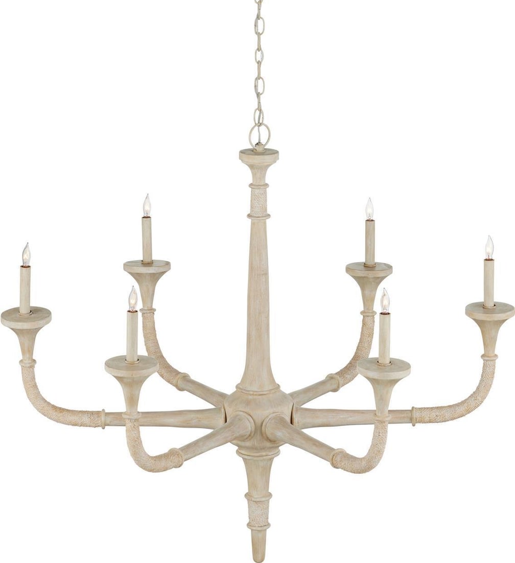 Currey Aleister Adjustable Chandelier 6 Bulbs Clear Silver Finish (1 of 7)