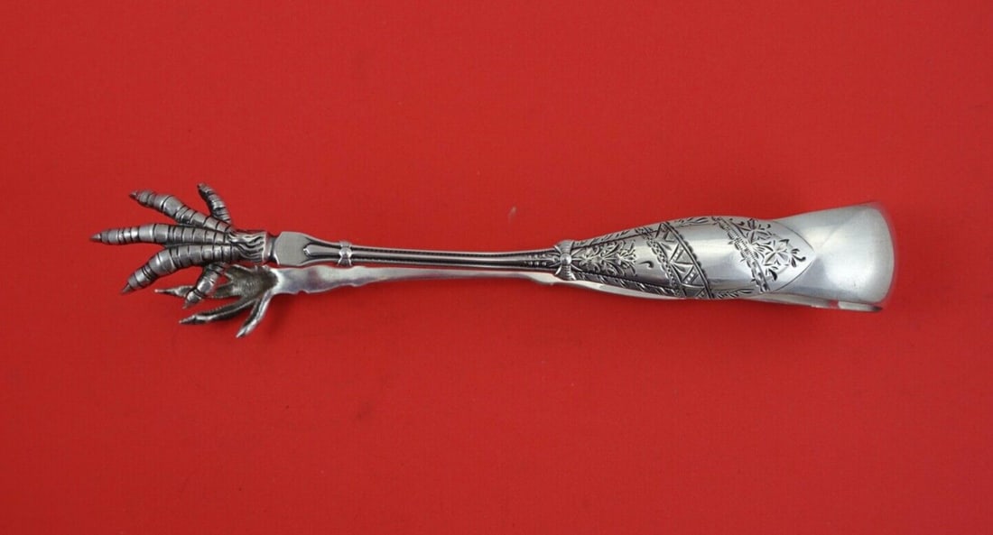 Whiting Italian J Engraved Sterling Silver Ice Tong with Claw 6.5": Whiting Italian J Engraved Sterling Silver Ice Tong with Claw 6.5" Presenting a stunning Italian J Engraved Ice Tong crafted by Whiting, a remarkable piece of history from the late 19th century. Made 