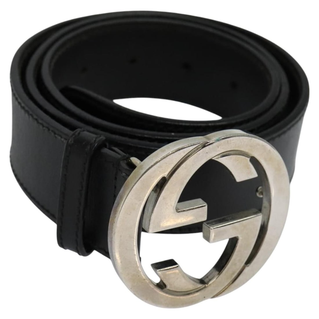 Gucci Black Leather Interlocking 114876 Women's Belt 39.8 Inch Italy: Gucci Black Leather Interlocking 114876 Women's Belt 39.8 Inch Italy This Gucci Interlocking belt is crafted from black leather and features a total length of approximately 39.8 inches (101 cm) with a