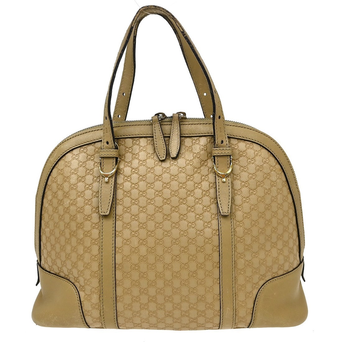Gucci Micro GG Beige Leather Top Handle Bag 309617 486628: Gucci Micro GG Beige Leather Top Handle Bag 309617 486628 Gucci Micro GG top handle handbag in beige leather with double handles and an interior that includes one zipper pocket and two additional pock