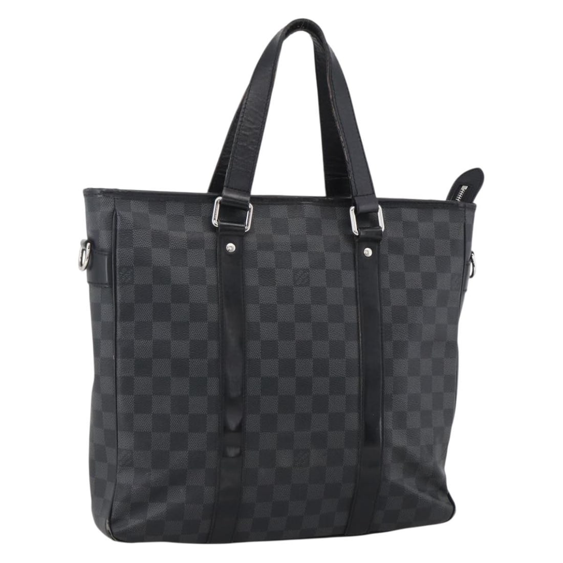 Louis Vuitton Tadao Damier Graphite Canvas Shoulder Bag N51192: Louis Vuitton Tadao Damier Graphite Canvas Shoulder Bag N51192 This is a Louis Vuitton Damier Graphite Tadao shoulder bag, crafted from Damier Graphite canvas. The bag features a spacious interior and