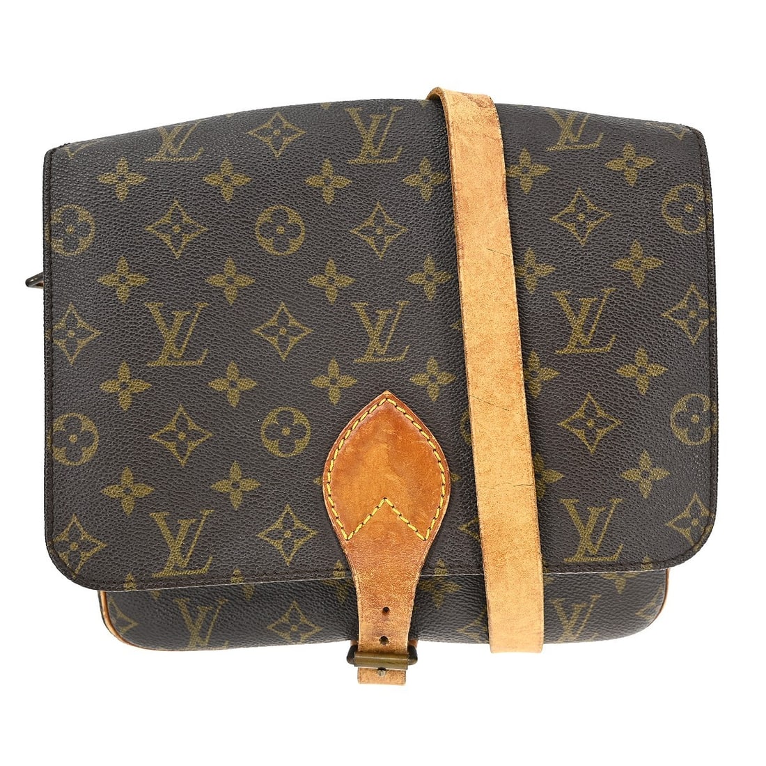 Louis Vuitton Cartouchiere GM Monogram Crossbody Shoulder Bag M51252: Louis Vuitton Cartouchiere GM Monogram Crossbody Shoulder Bag M51252 Vintage Louis Vuitton Cartouchiere GM shoulder bag in brown Monogram canvas with leather trim and an adjustable crossbody strap. Th