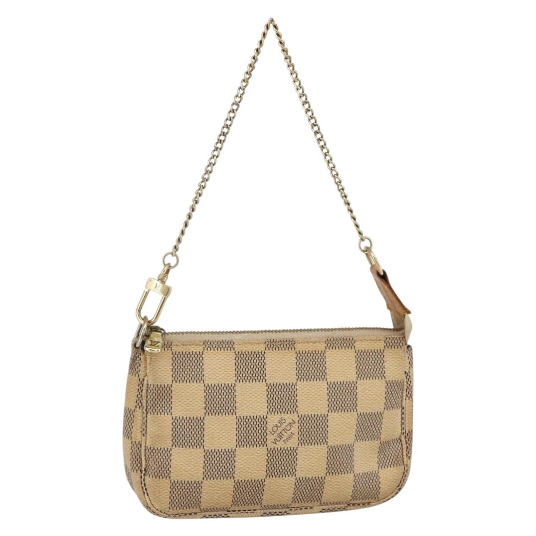 LOUIS VUITTON Damier Azur Mini Pochette Accessoires Pouch N63005 Authenticated: LOUIS VUITTON Damier Azur Mini Pochette Accessoires Pouch N63005 Authenticated This authentic Louis Vuitton Damier Azur Mini Pochette Accessoires Pouch is a stylish accessory made from durable Damier 