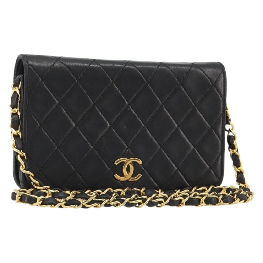 CHANEL CC Lamb Skin Shoulder Bag Black Gold Tone: CHANEL CC Lamb Skin Shoulder Bag Black Gold Tone Chanel Matelasse chain shoulder bag in black lamb skin with gold-tone CC detailing. This women's shoulder bag is made in Italy and includes only the it