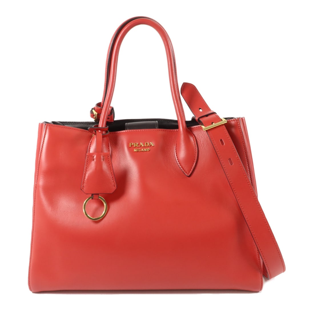 PRADA 1BG095 womens calfskin 2 way shoulder bag red (1 of 18)