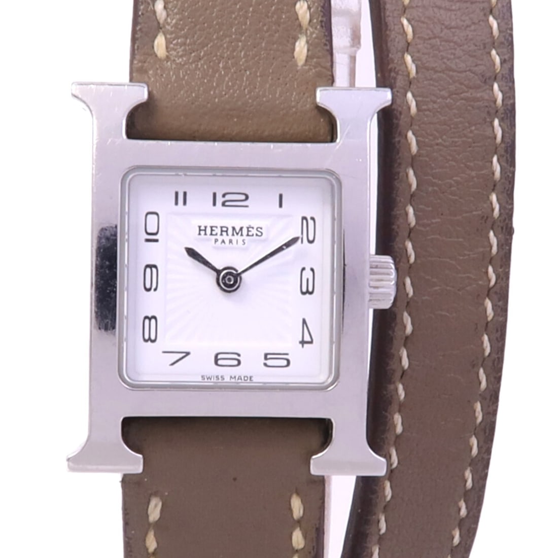 HERMES HH1.110 H Watch Women's Quartz Wristwatch Stainless Steel Gray: HERMES HH1.110 H Watch Women's Quartz Wristwatch Stainless Steel Gray Hermes H Watch HH1.110 quartz wristwatch in stainless steel with a gray dial and gray-tone case and bracelet. Designed for women, 