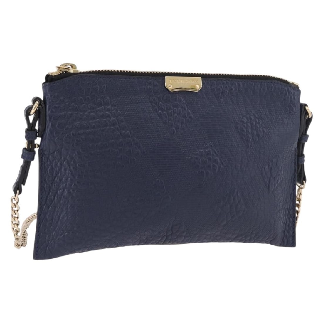 Burberry Leather Shoulder Bag for Women Navy Gold Tone: Burberry Leather Shoulder Bag for Women Navy Gold Tone Burberry shoulder bag in navy leather with gold-tone accents. Made in Italy, this women's bag shows reasonable wear and tear consistent with a Ra