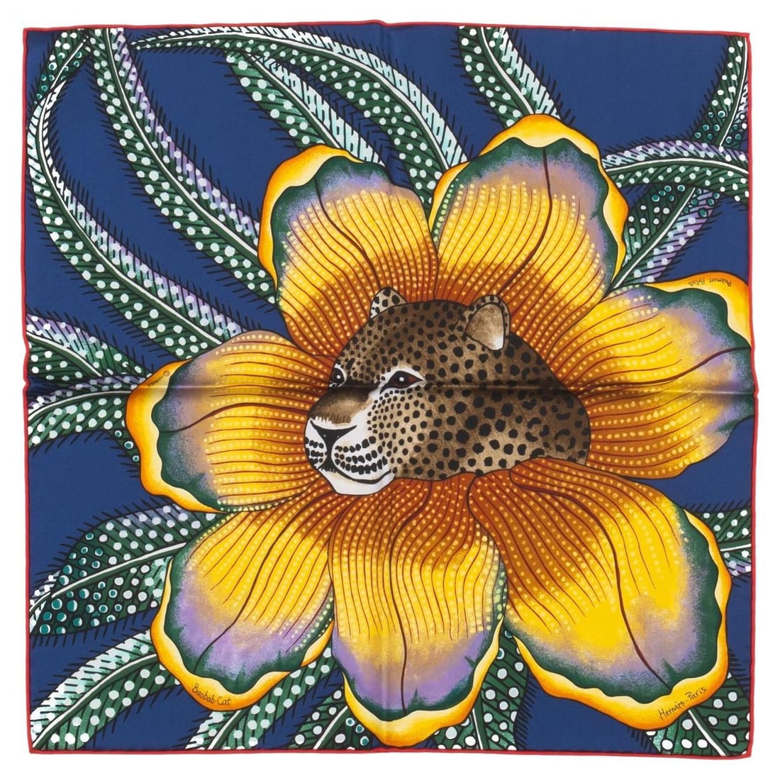 Hermes Baobab Gavroche Silk Scarf Blue Yellow 16.5 in: Hermes Baobab Gavroche Silk Scarf Blue Yellow 16.5 in Hermes "Baobab" silk gavroche in blue and yellow. This collectible scarf features hand-rolled edges and is described as un-used. Specifications De