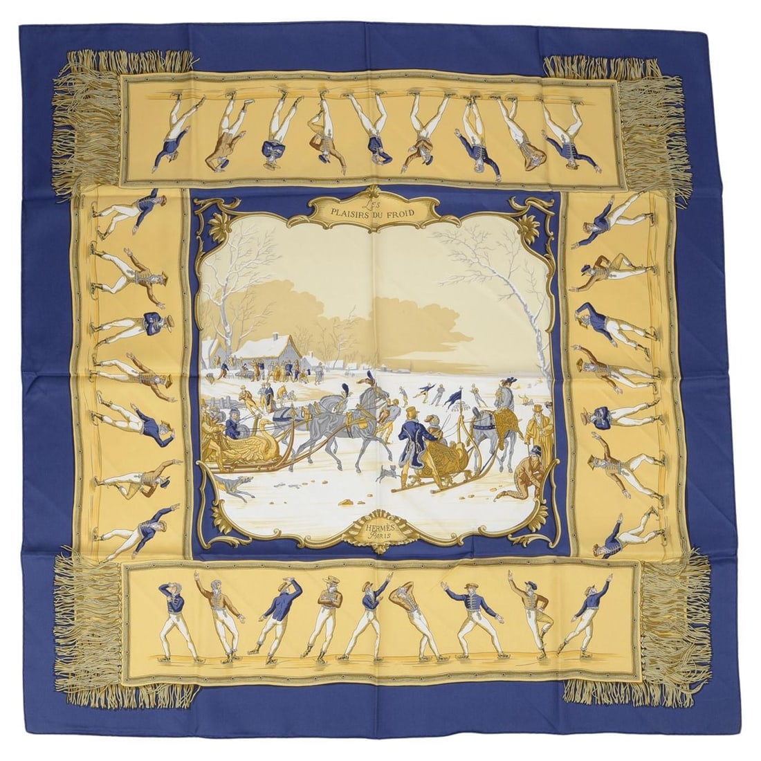 Les Plaisirs du Froid Silk Scarf by Hermes 35 Inch Winter Scene (1 of 6)