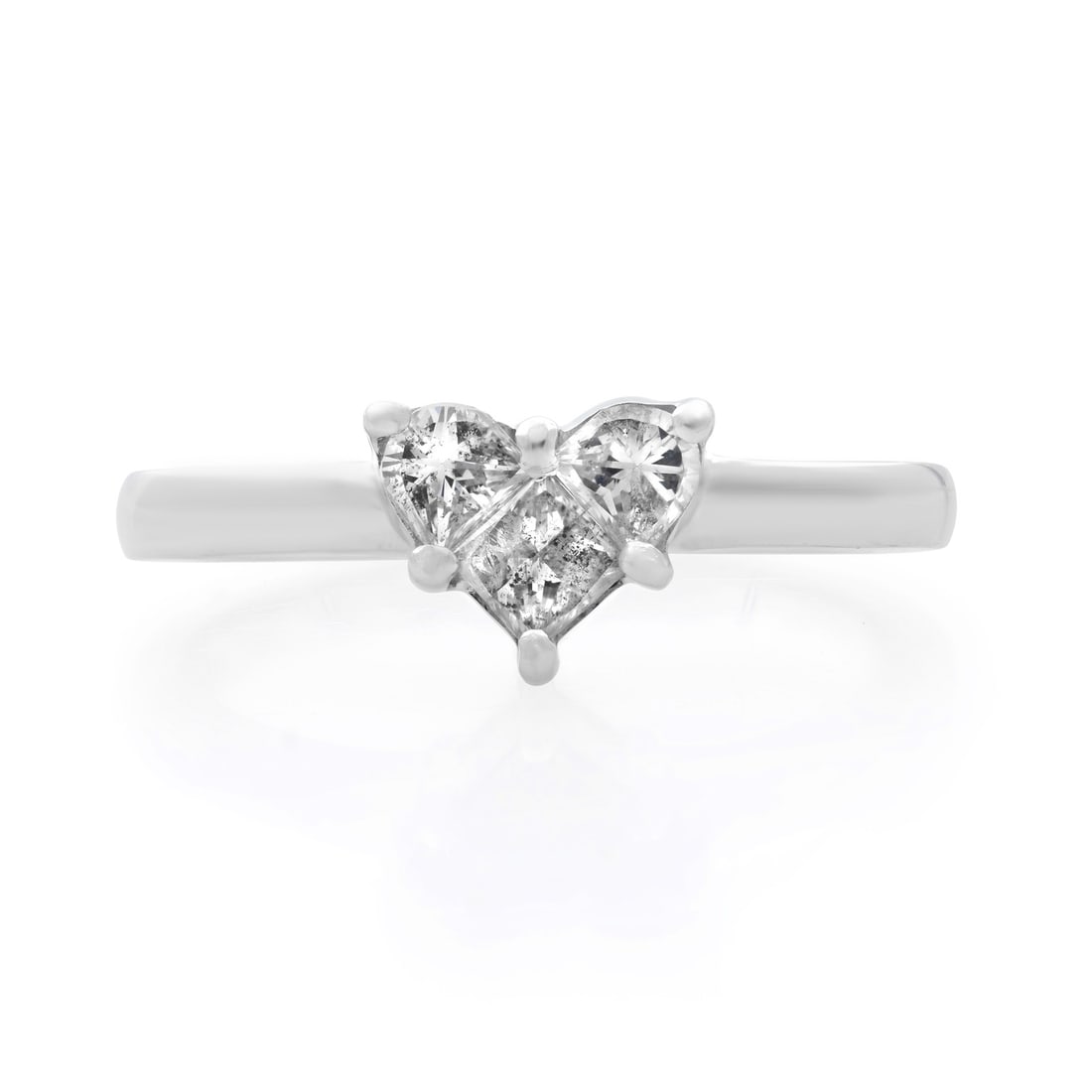 Rachel Koen Heart Diamond Ring 14K White Gold 0.50ctw Size 7 Cocktail: Rachel Koen Heart Diamond Ring 14K White Gold 0.50ctw Size 7 Cocktail This exquisite heart-shaped diamond ring by Rachel Koen is a stunning piece of jewelry crafted from 14K white gold. Featuring thre
