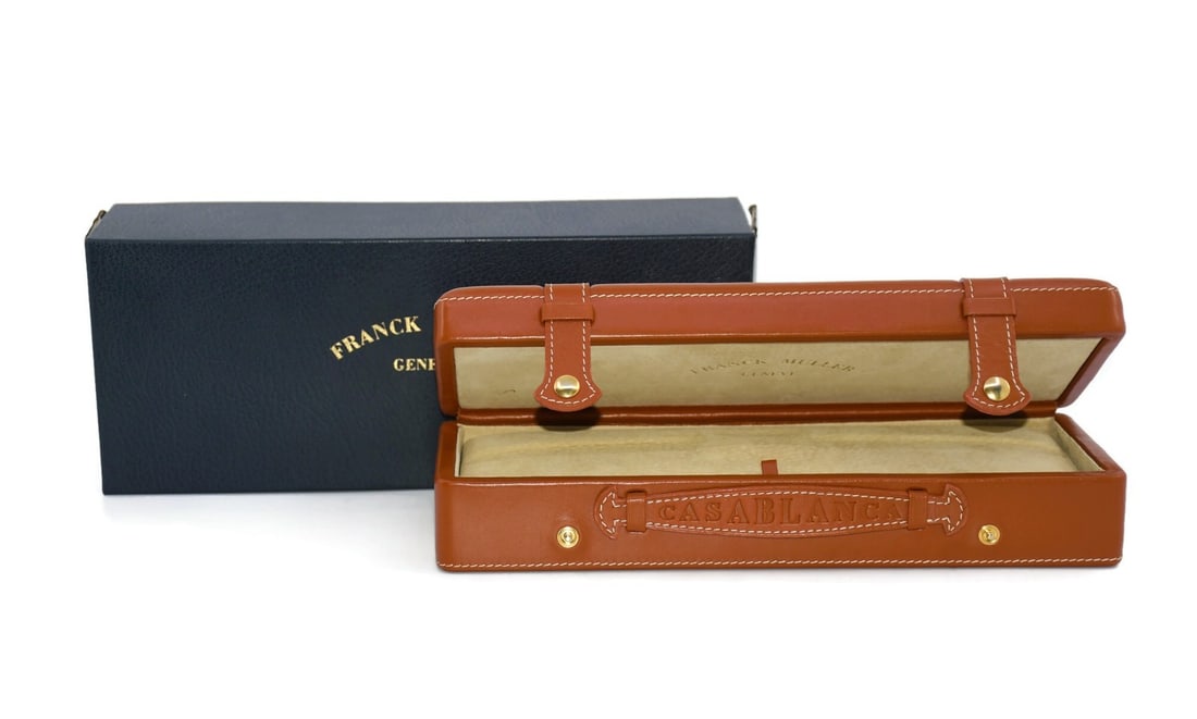 Franck Muller Presentation Watch Box 11x5x3 Inches 100% Authentic: Franck Muller Presentation Watch Box 11x5x3 Inches 100% Authentic This Franck Muller Casablanca Watch Box is a stylish and elegant presentation box designed for a single watch. Crafted by the renowned