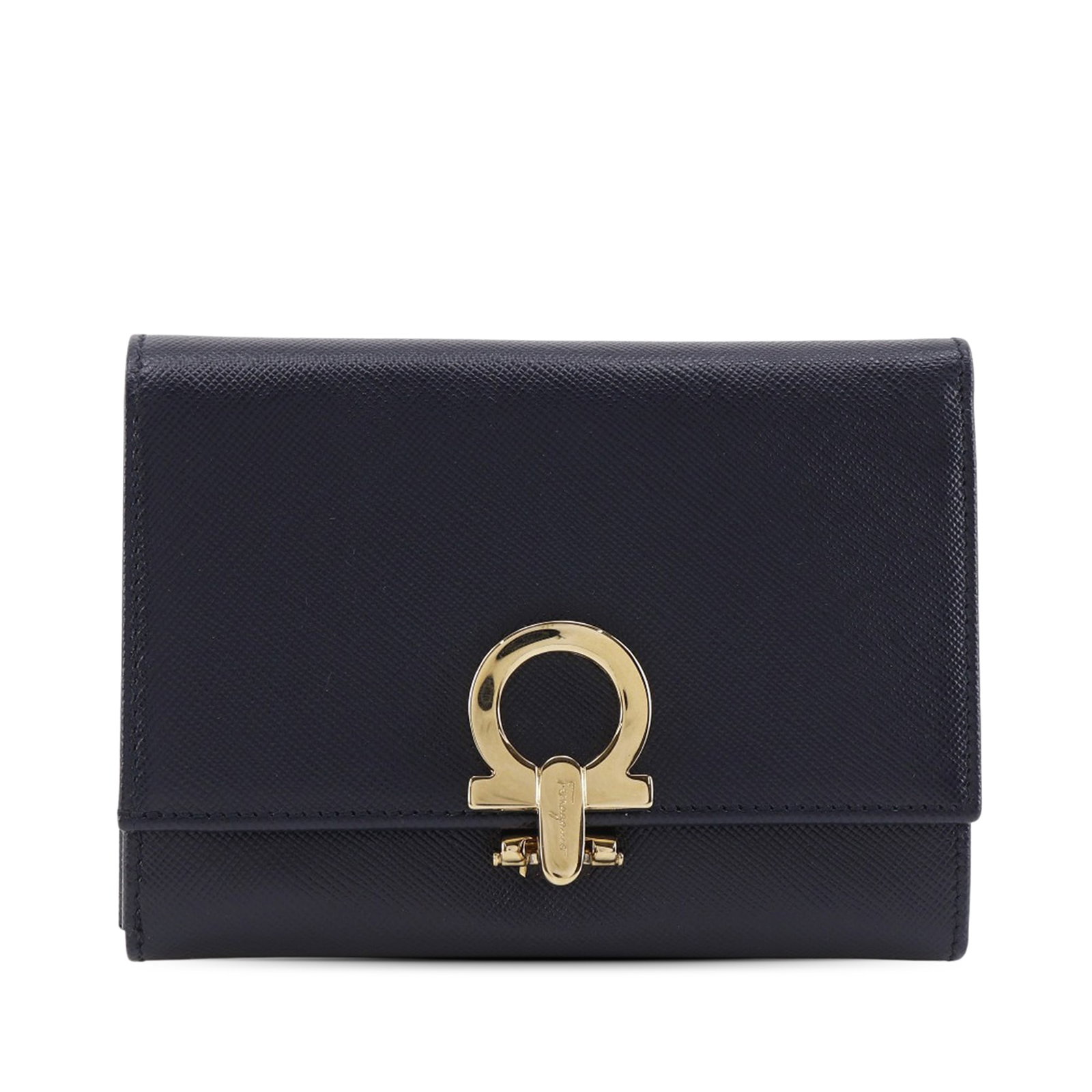 Ferragamo Gancini trifold leather wallet in black (1 of 11)