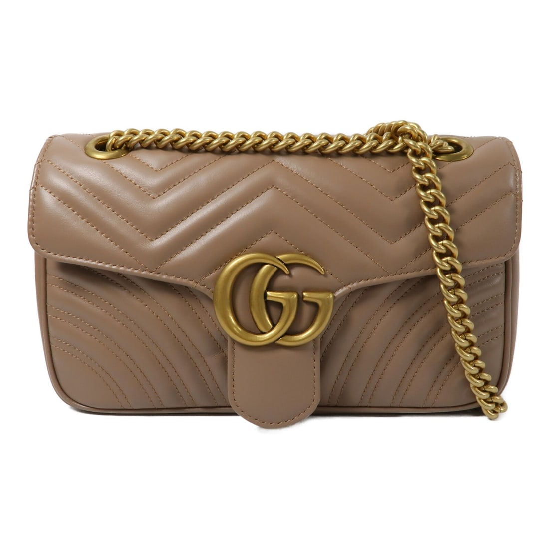 Gucci Marmont GG calfskin beige shoulder bag 443497: Gucci Marmont GG calfskin beige shoulder bag 443497 This Gucci GG Marmont chain shoulder bag features a beige calfskin leather exterior and gold-tone hardware. Crafted in Italy, it is designed for wom