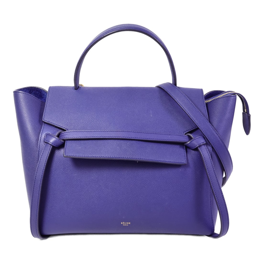 CELINE GHW Blue Calfskin 2 Way Shoulder Bag: CELINE GHW Blue Calfskin 2 Way Shoulder Bag This CELINE 2-way shoulder belt bag features a sophisticated blue calfskin leather exterior, offering both style and versatility. Designed for women, the ba